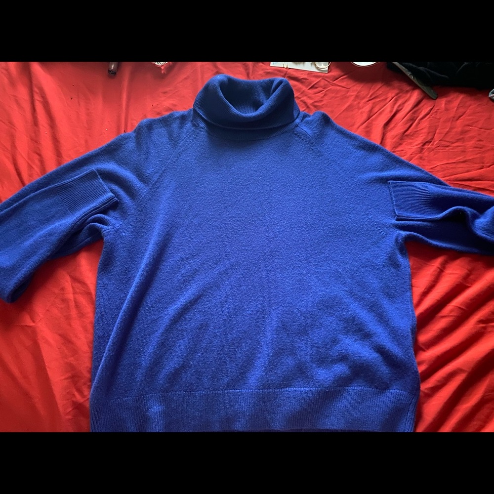 soft royal blue turtleneck long sleeves
